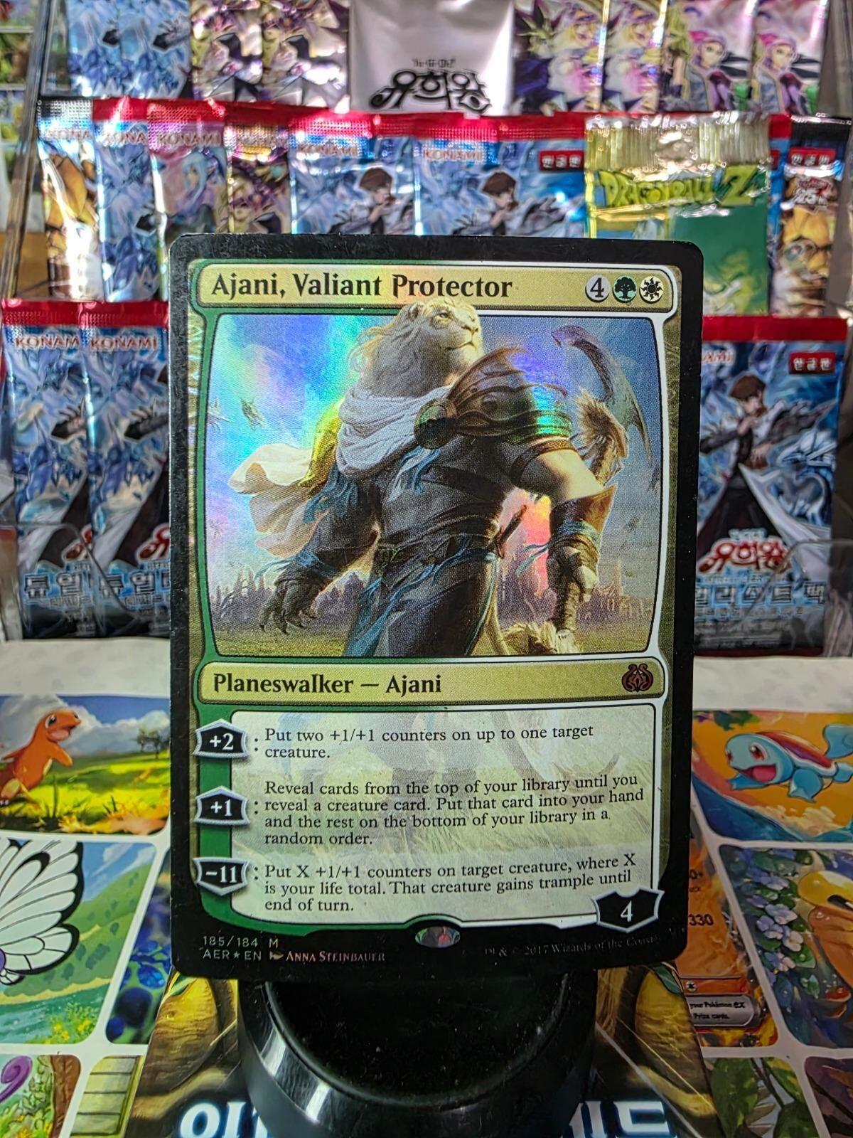 Ajani, Valiant Protector foil Magic card from Aether Revolt set.