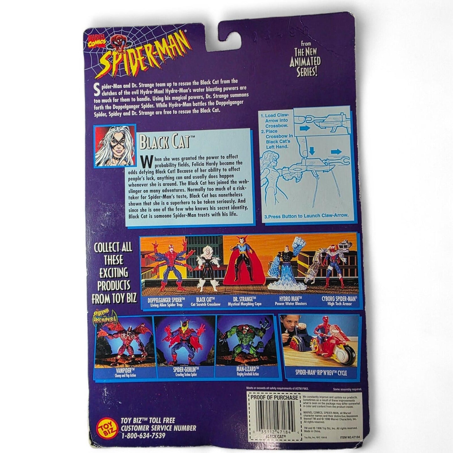 1996 Marvel Comics Spider-Man Animated Series Black Cat Figure & Crossbow ToyBiz
