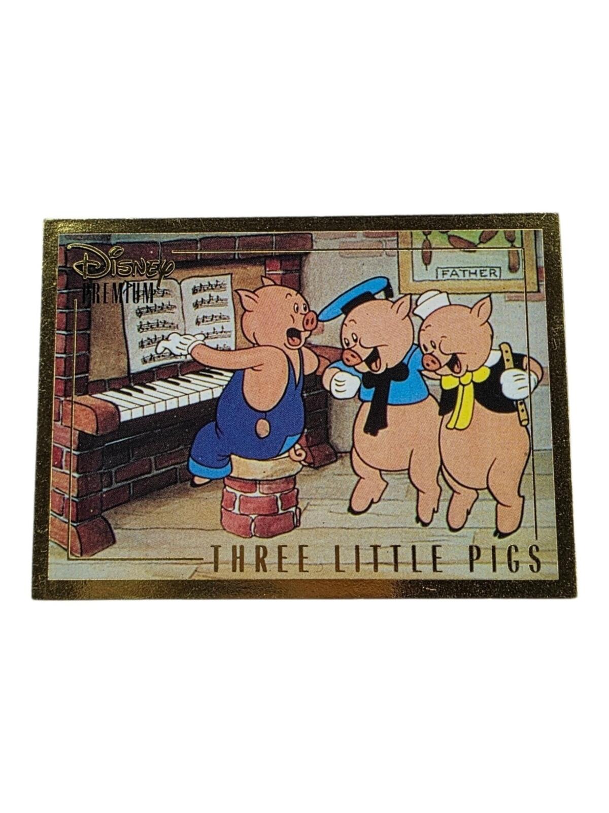 1995 Disney Three Little Pigs Decorative Pet Plaque - Gold Trim
