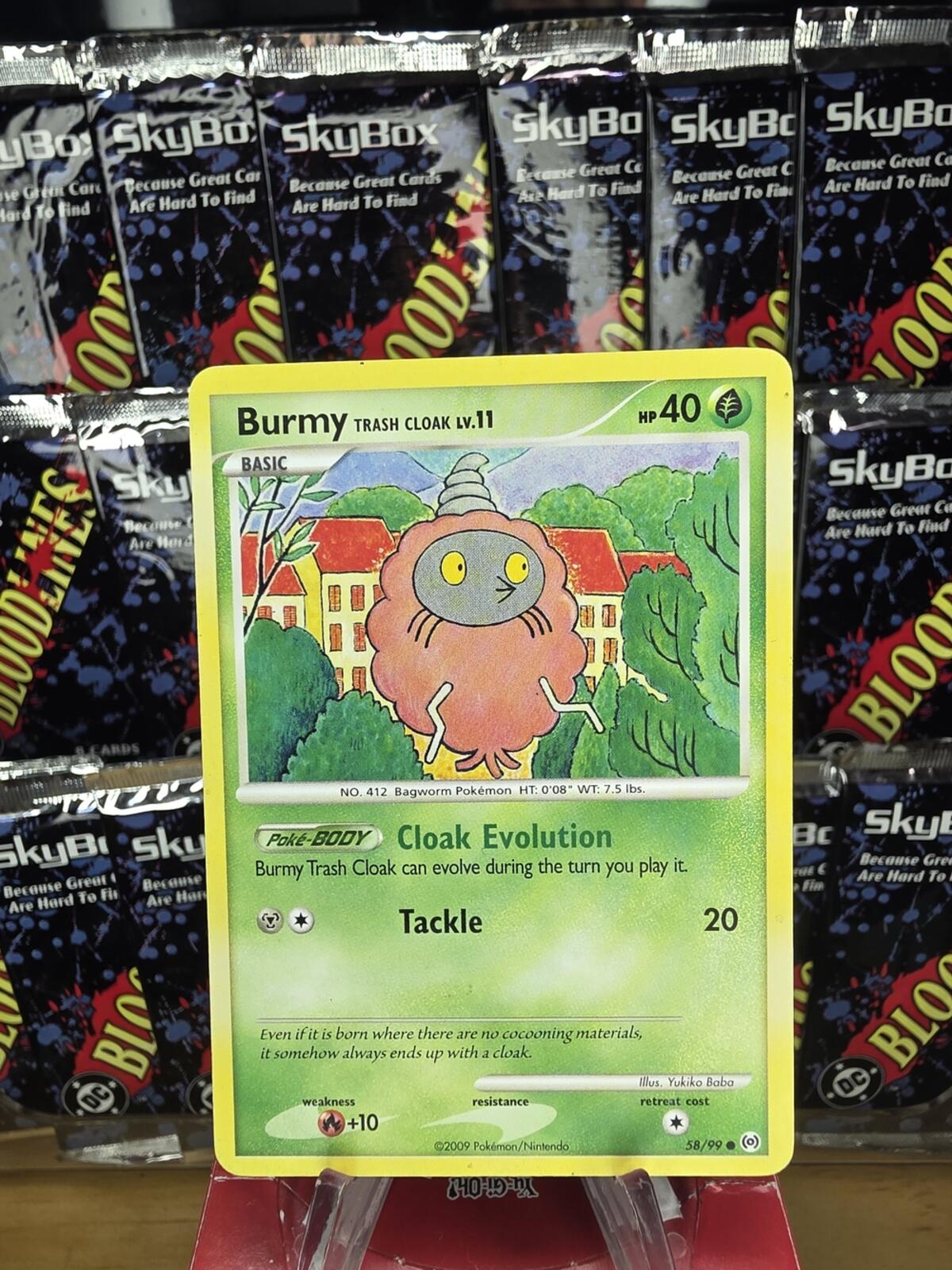 Pokemon Burmy Trash Cloak Card — Yellow & Green