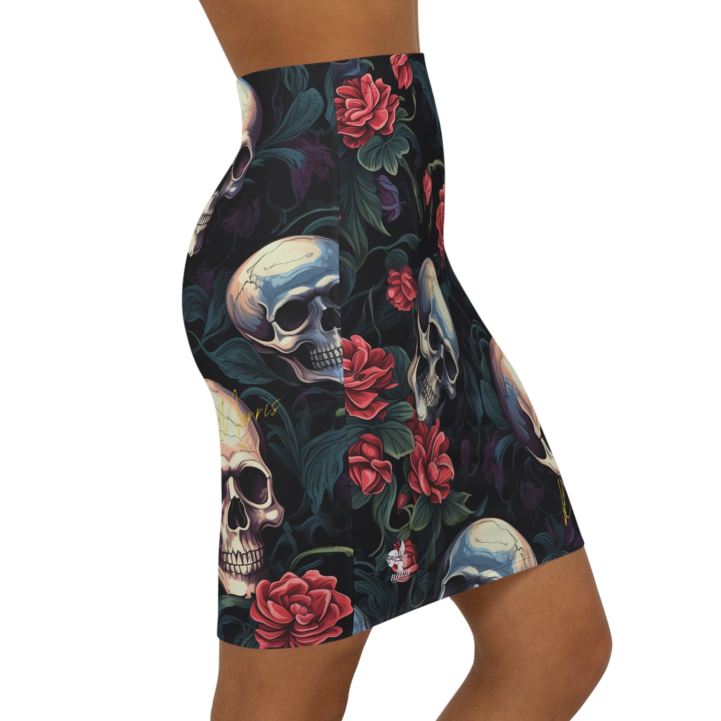 "Black Garden" Women's Mid-Waist Pencil