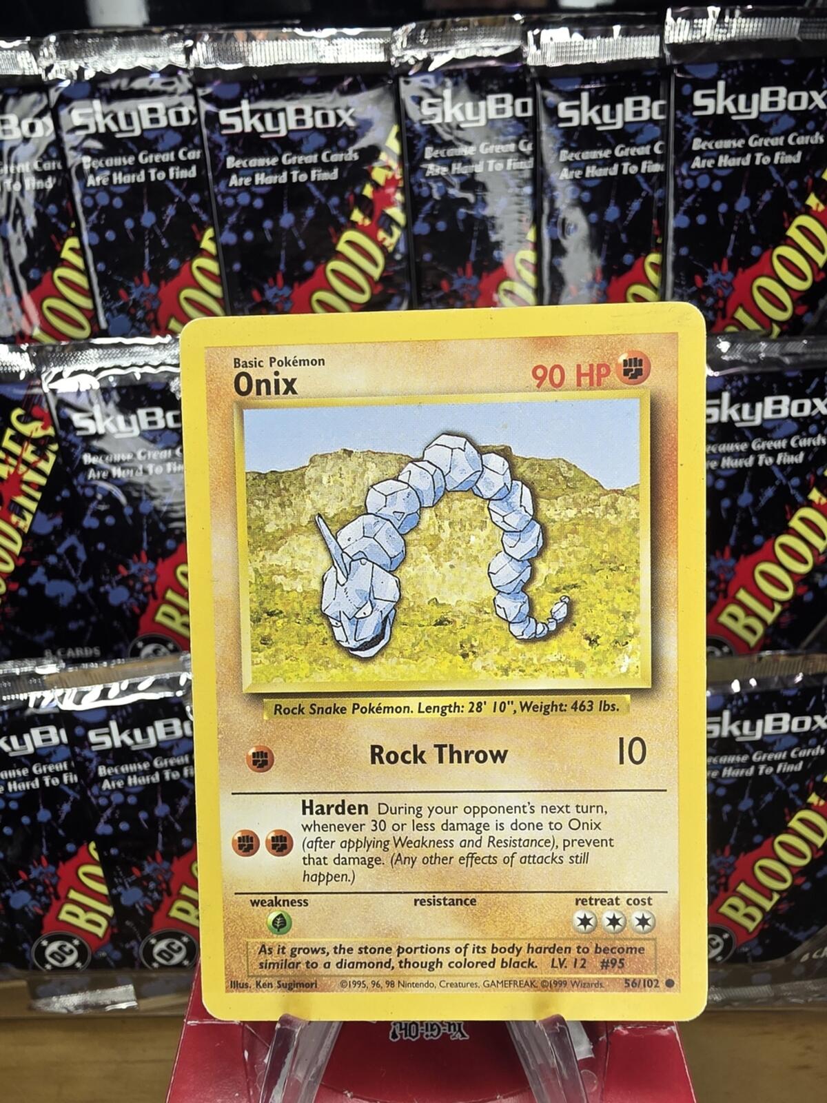 Vintage Base Set 1 Pokemon Onix Trading Card - Yellow Border