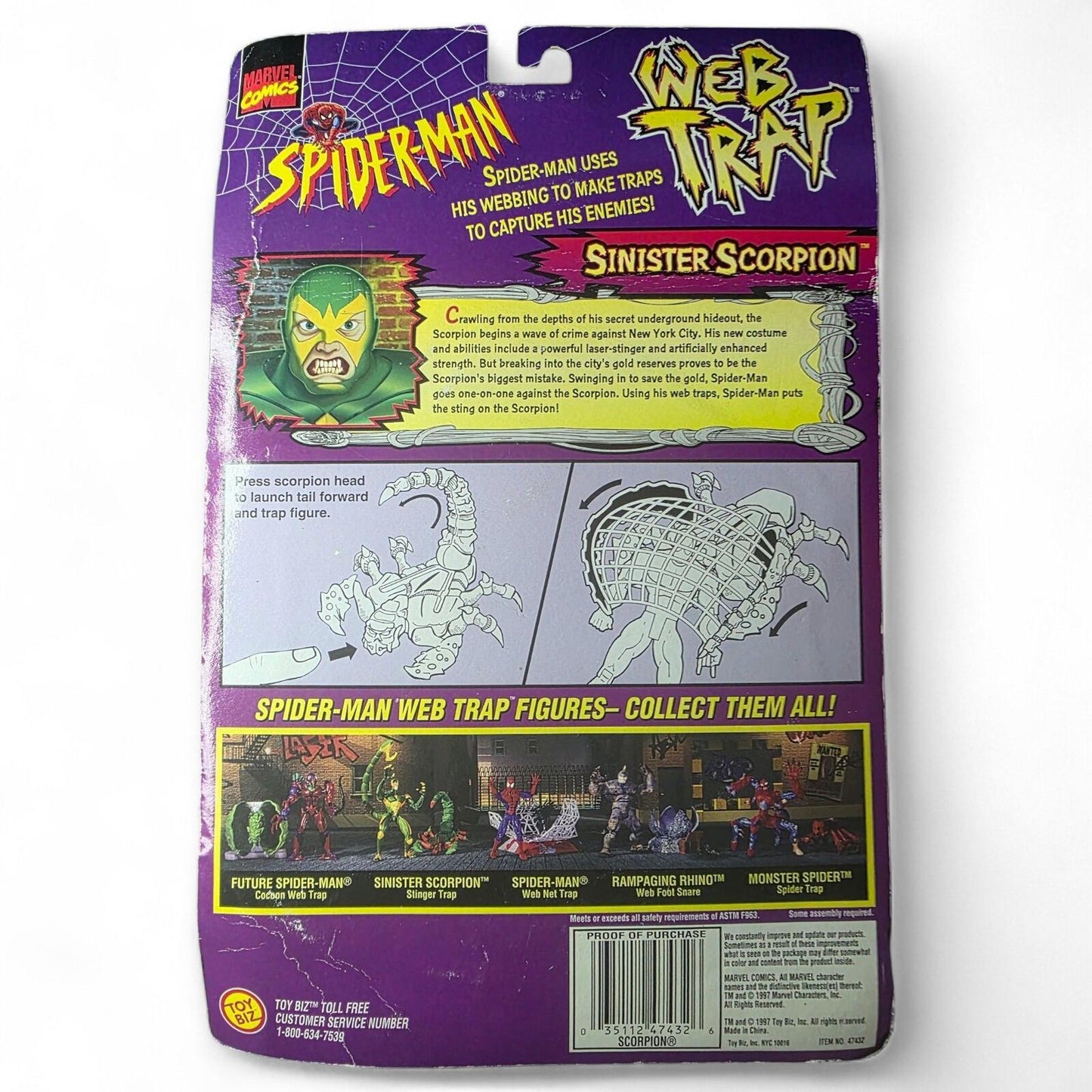 1997 ToyBiz Marvel Comics Spider-Man: Web Trap Sinister Scorpion Figure