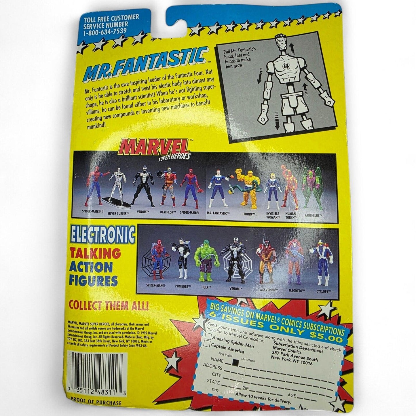 1994 ToyBiz Marvel Fantastic Four Mr. Fantastic Action Figure