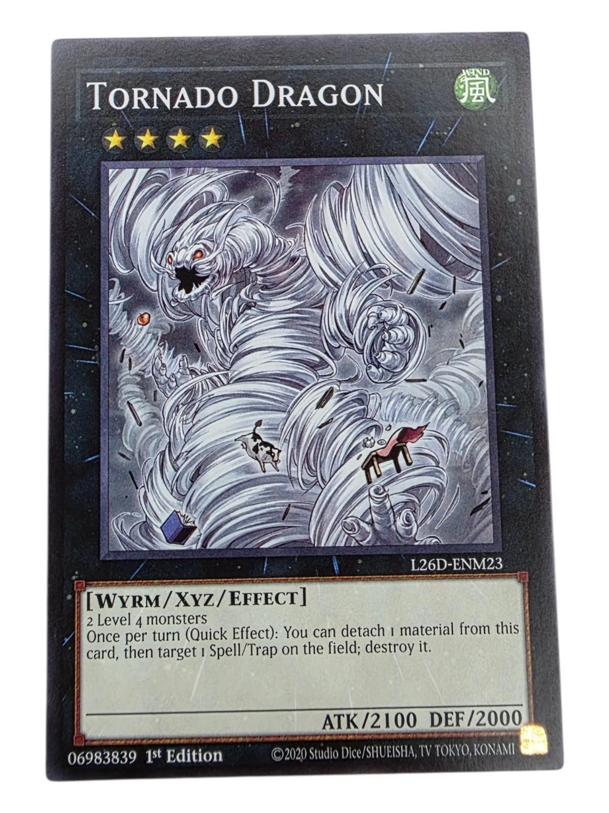 Tornado Dragon 1st Edition Yu-Gi-Oh! card showing a swirling vortex monster.