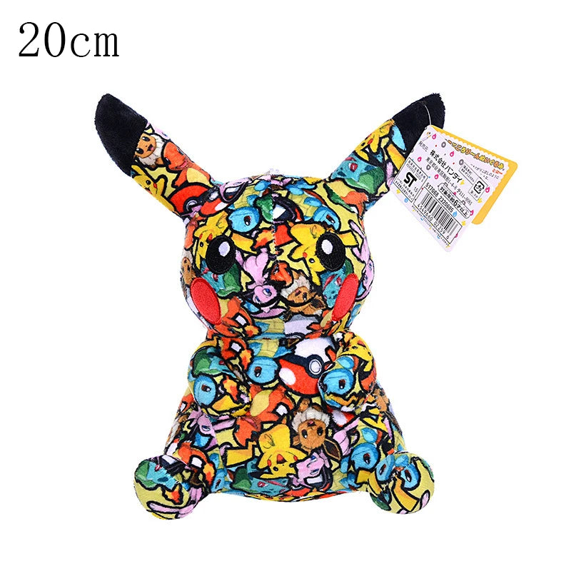 Initial Pikachu Plush Toys Pokemon 30th Anniversary Commemorative Edition Pixel Art Style Pikachu Dark Lightning Pikachu Doll