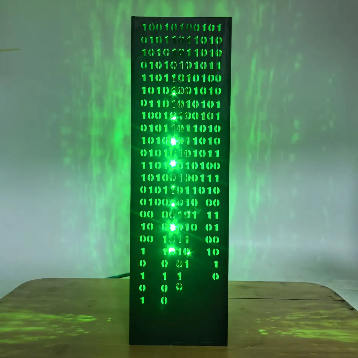 Green Hieroglyphs Numbers Vertical Lines Mathematics | Desk Cyberpunk Night Lamp | Sci-Fi LED Futuristic Lamp