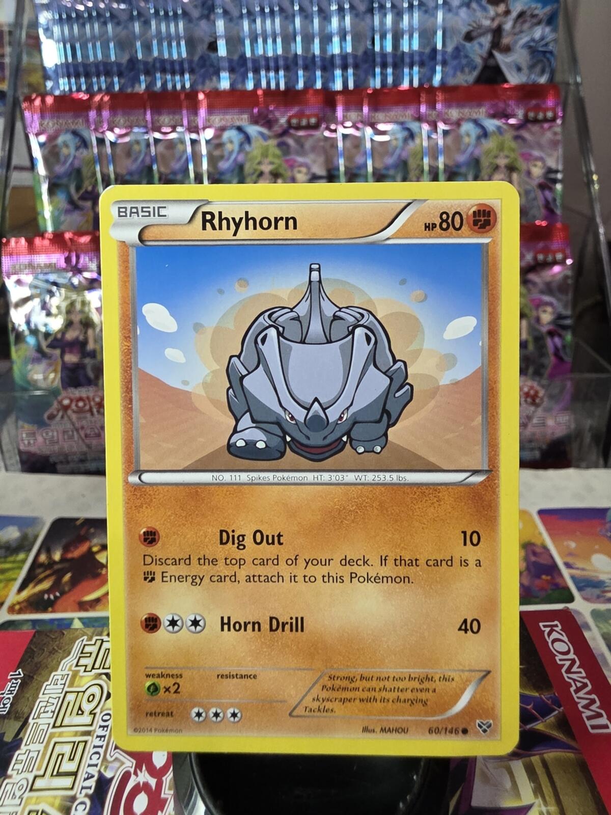 Rhyhorn Pokemon Card - Yellow Border