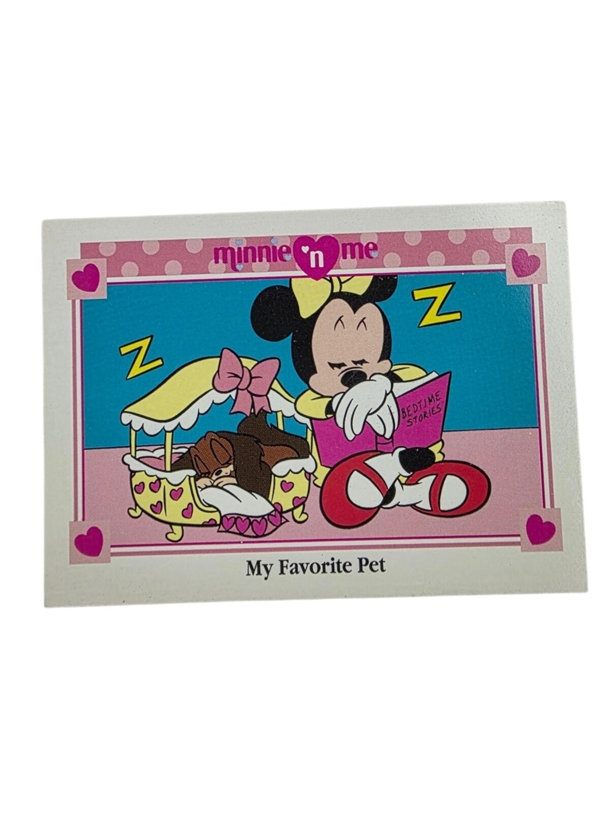 1991 Disney Minnie Mouse Pink & Blue 'My Favorite Pet' Trading Card