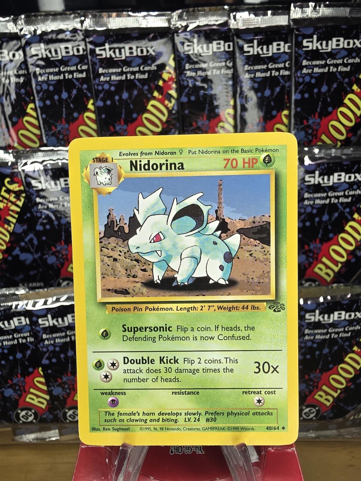 Vintage Jungle Pokemon Nidorina Trading Card - Yellow Green Blue