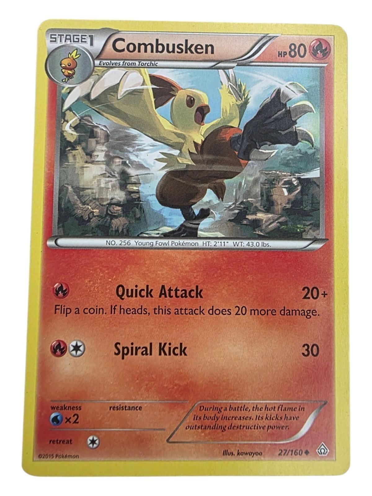 Combusken uncommon Pokémon trading card featuring Quick Attack and Spiral Kick moves.