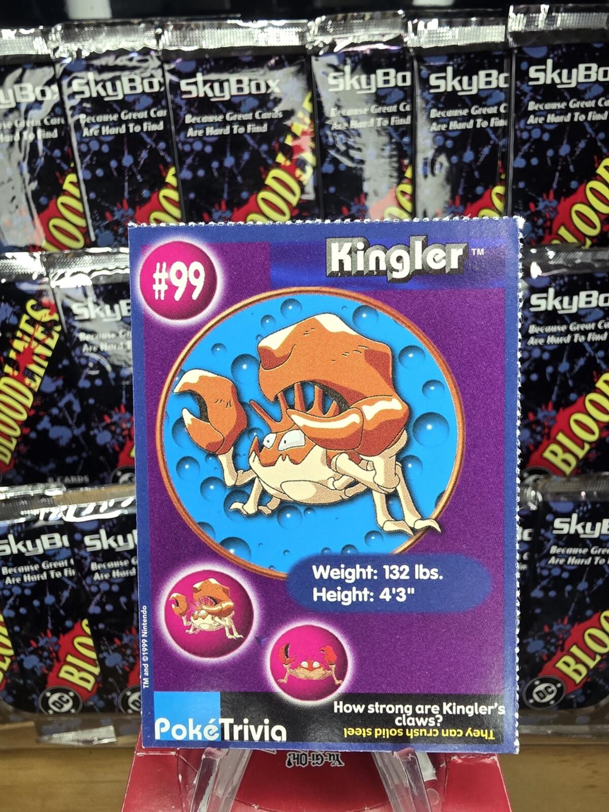 Vintage Pokemon Kingler PokeTrivia Trading Card Purple Blue Orange