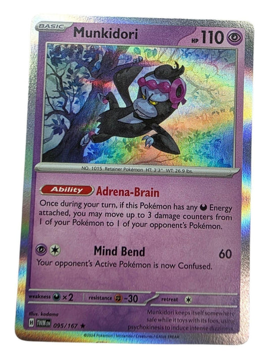 Munkidori Holo Rare Pokémon card from Twilight Masquerade with a holographic finish.