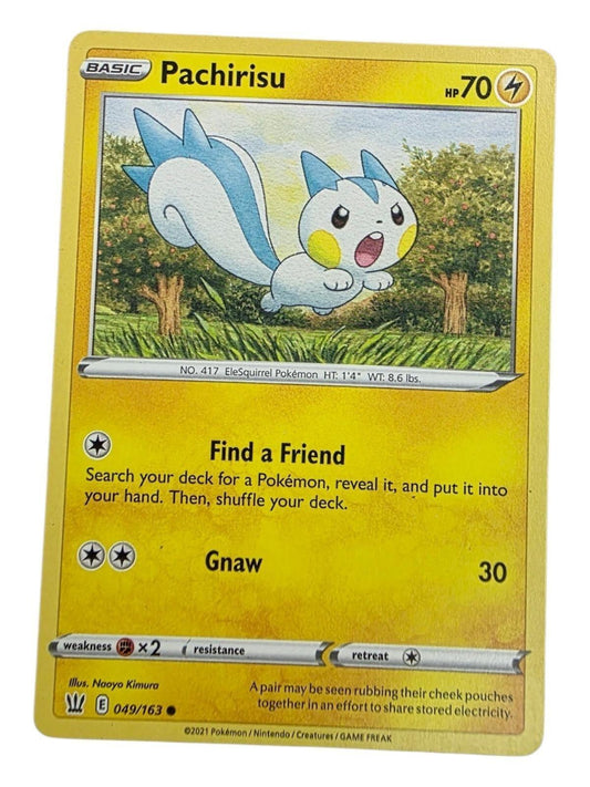 Pachirisu 049/163 Battle Styles Pokemon card featuring artwork of the blue and white electric squirrel.