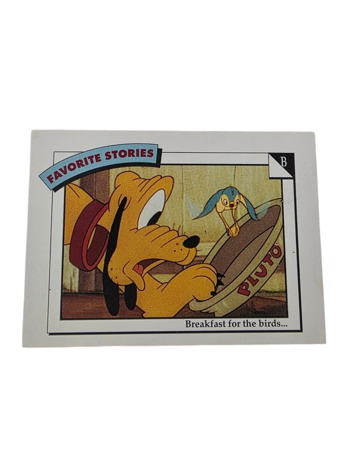1991 Disney Pluto Trading Card with Yellow Pluto and Blue Bird