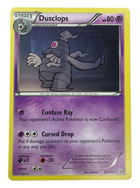 Dusclops Pokemon card from Boundaries Crossed with purple background and moves.