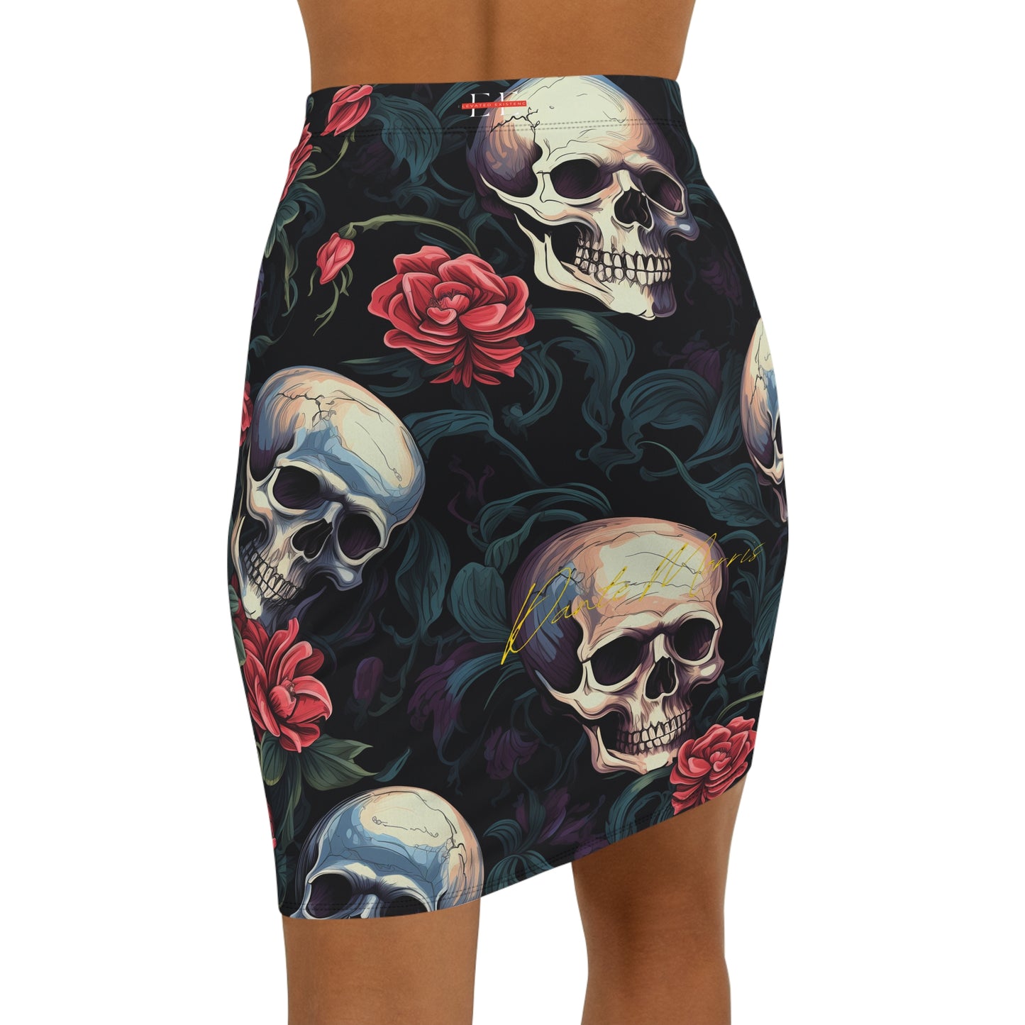 "Black Garden" Women's Mid-Waist Pencil