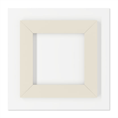 Rear view of a square acrylic wall art piece with a neutral beige mounting frame on a white background.