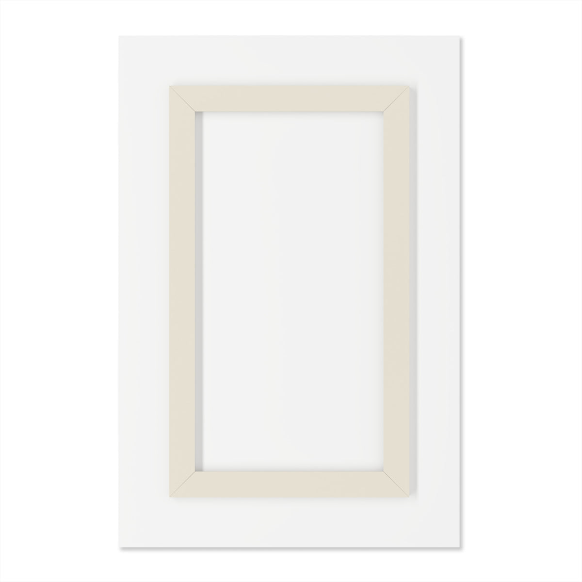 Back view of the acrylic wall art showing the attached light beige rectangular hanging frame.