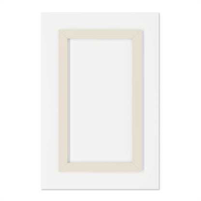Back view of the acrylic wall art showing the attached light beige rectangular hanging frame.