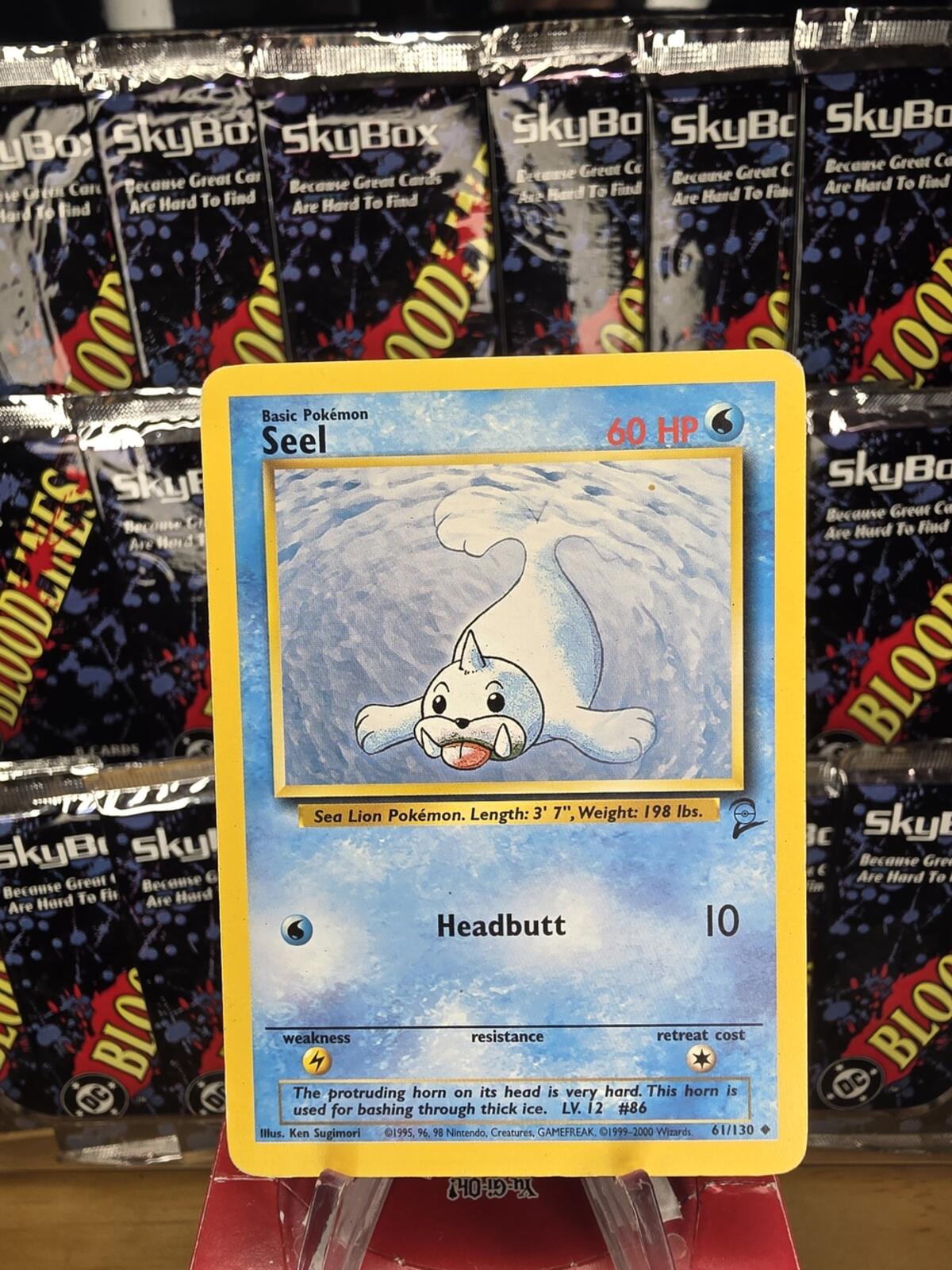 Vintage Base Set 2 Pokemon Seel Blue Yellow Vintage Style Trading Card