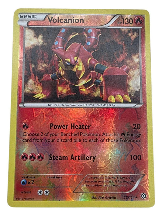 Volcanion Rare XY Steam Siege 25/114 Pokémon card with holographic finish.