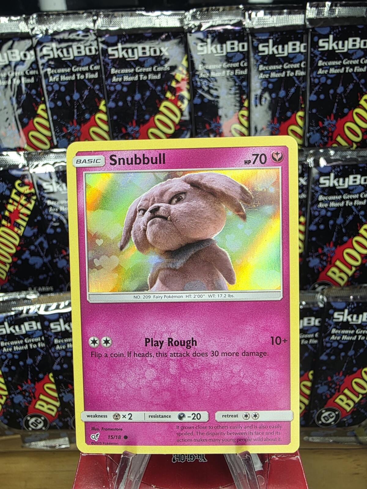 Pokemon Snubbull Holographic Pink Trading Card