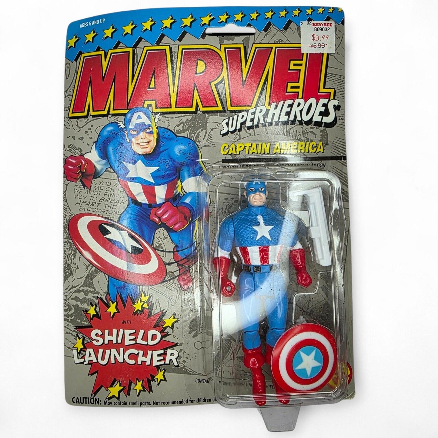 Vintage 1990 Marvel Super Heroes Captain America Action Figure Sealed