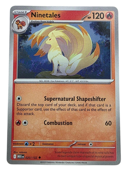 Ninetales Uncommon Pokémon card featuring artwork of the nine-tailed fox creature and game text.