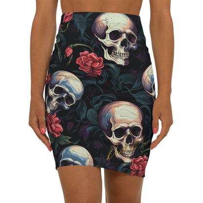 "Black Garden" Women's Mid-Waist Pencil