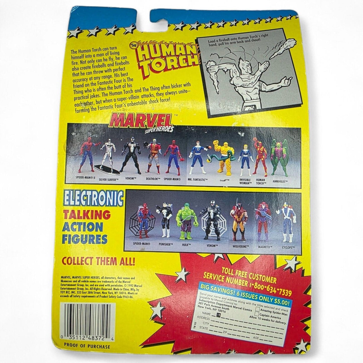 1994 Marvel Super Heroes Fantastic Four Human Torch Fireball Flinging Action