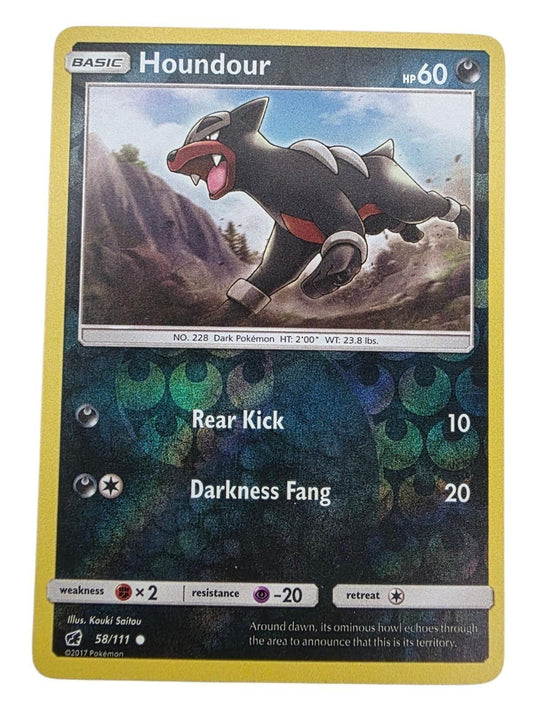Houndour 58/111 Pokémon trading card from the Crimson Invasion expansion set.
