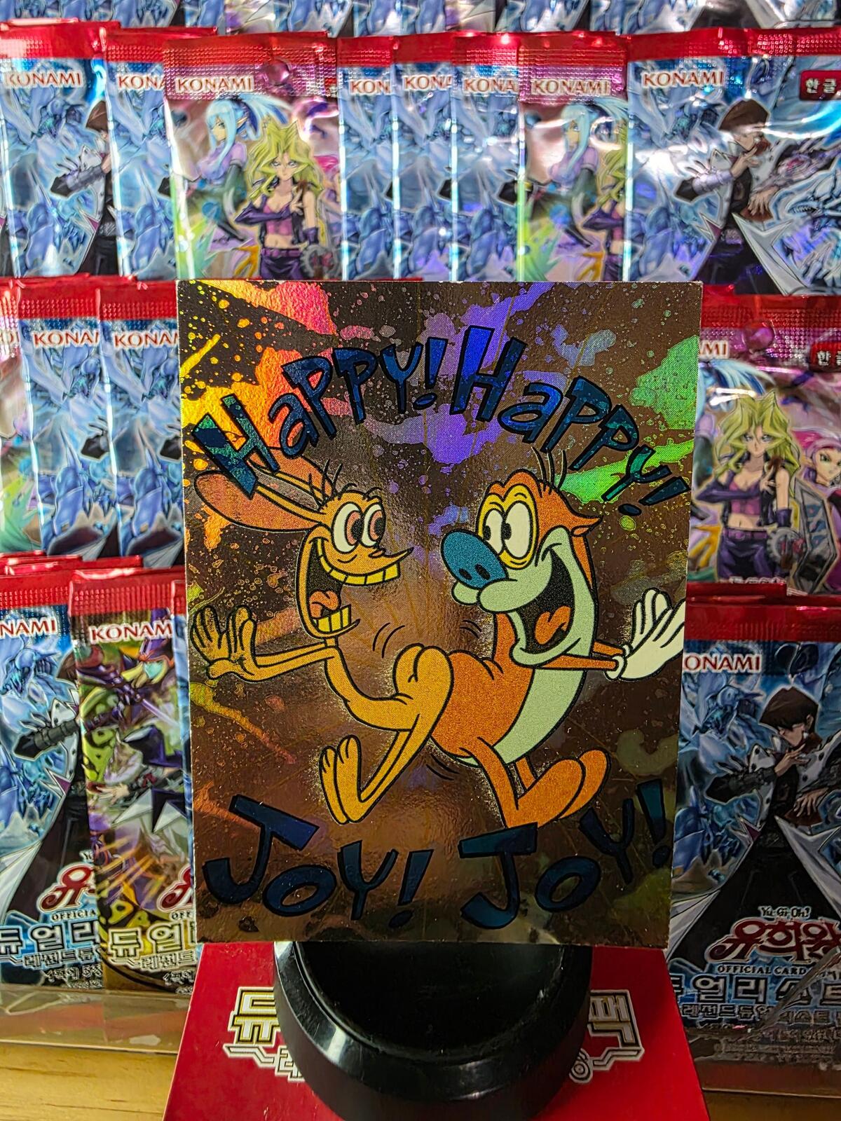 1993 Tops Ren and Stimpy Happy Happy Joy Joy Holographic Trading Card