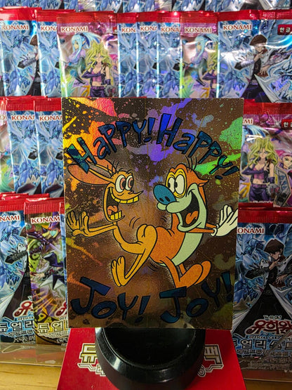 1993 Tops Ren and Stimpy Happy Happy Joy Joy Holographic Trading Card