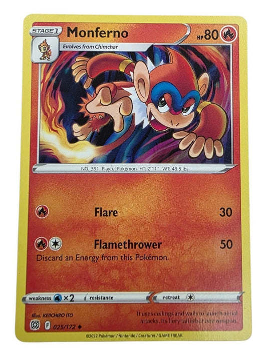 Monferno Uncommon SWSH09: Brilliant Stars 025/172 Pokemon card.