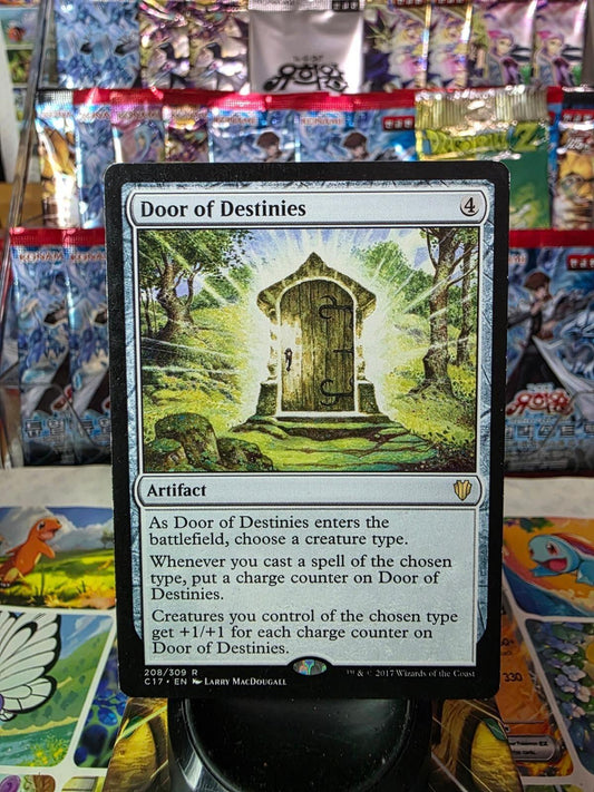 Door of Destinies Magic card from Commander 2017 showing a glowing wooden door in a forest.