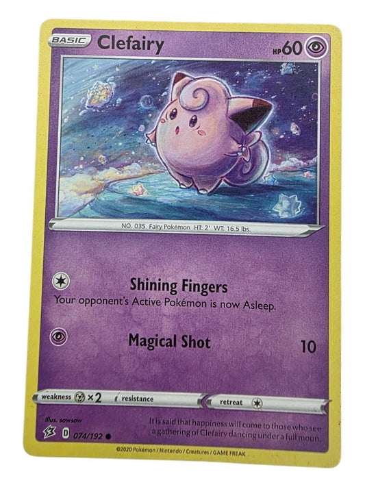 Clefairy 074/192 Rebel Clash Pokémon trading card.