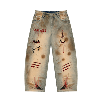Men’s Vintage "INSATIABLE" Washed Jeans