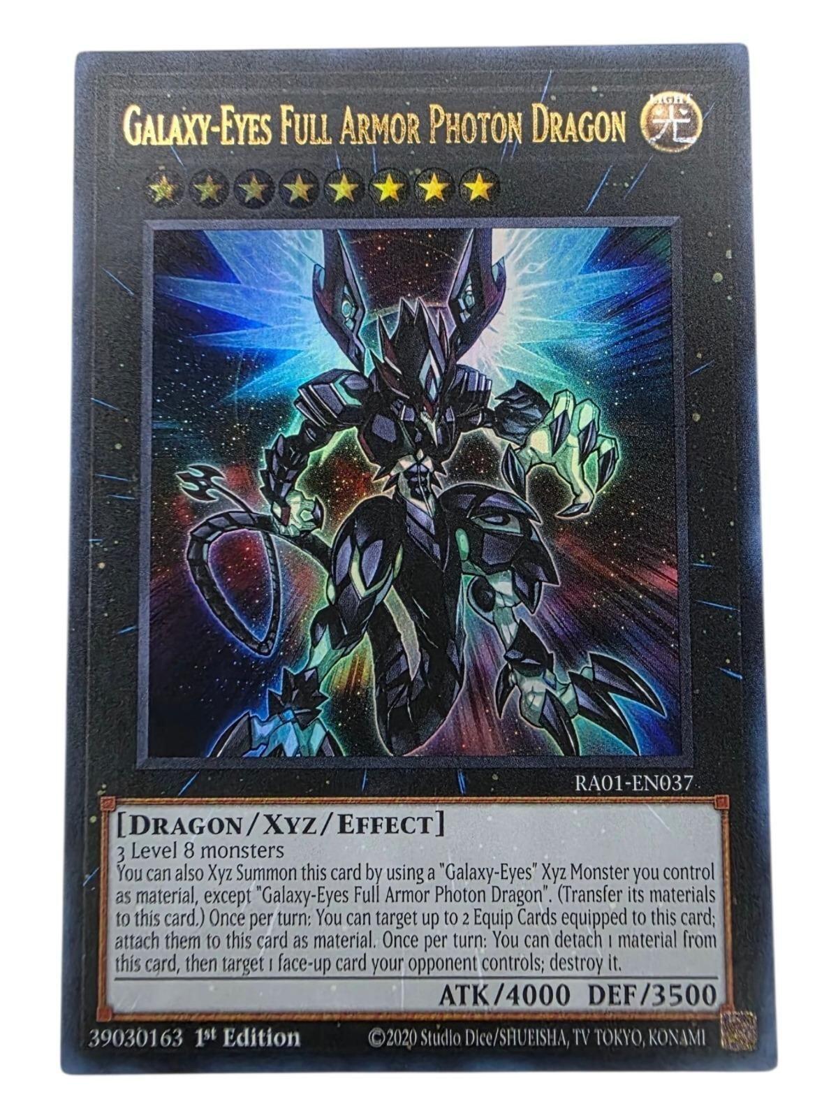 Galaxy-Eyes Full Armor Photon Dragon 1st Edition trading card with foil artwork.