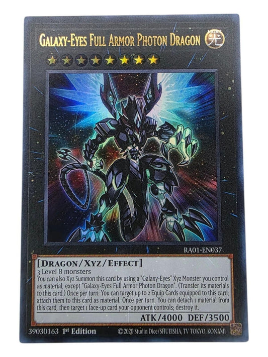 Galaxy-Eyes Full Armor Photon Dragon 1st Edition trading card with foil artwork.