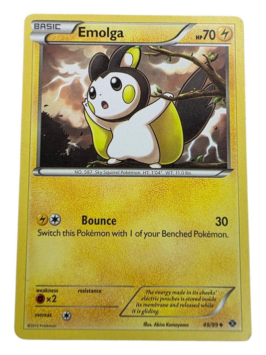 Emolga Basic lightning-type Pokémon trading card featuring Bounce attack.