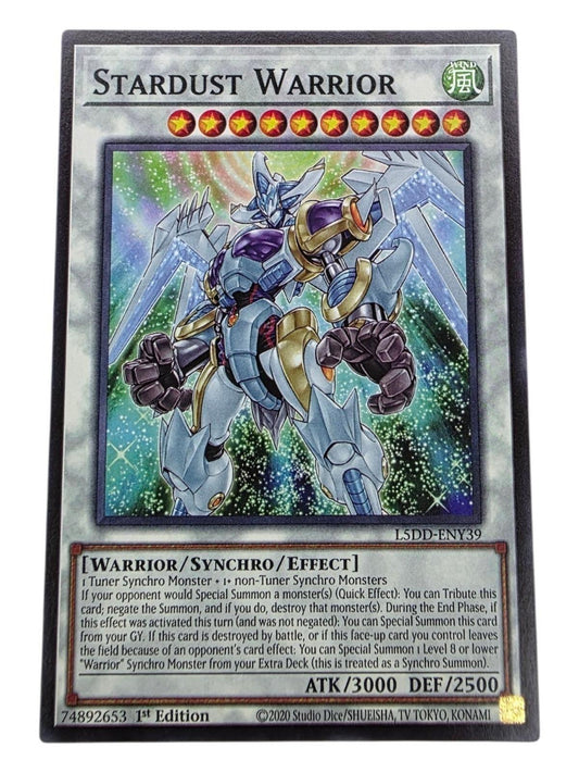 Stardust Warrior Yu-Gi-Oh! trading card in 1st Edition Common condition.