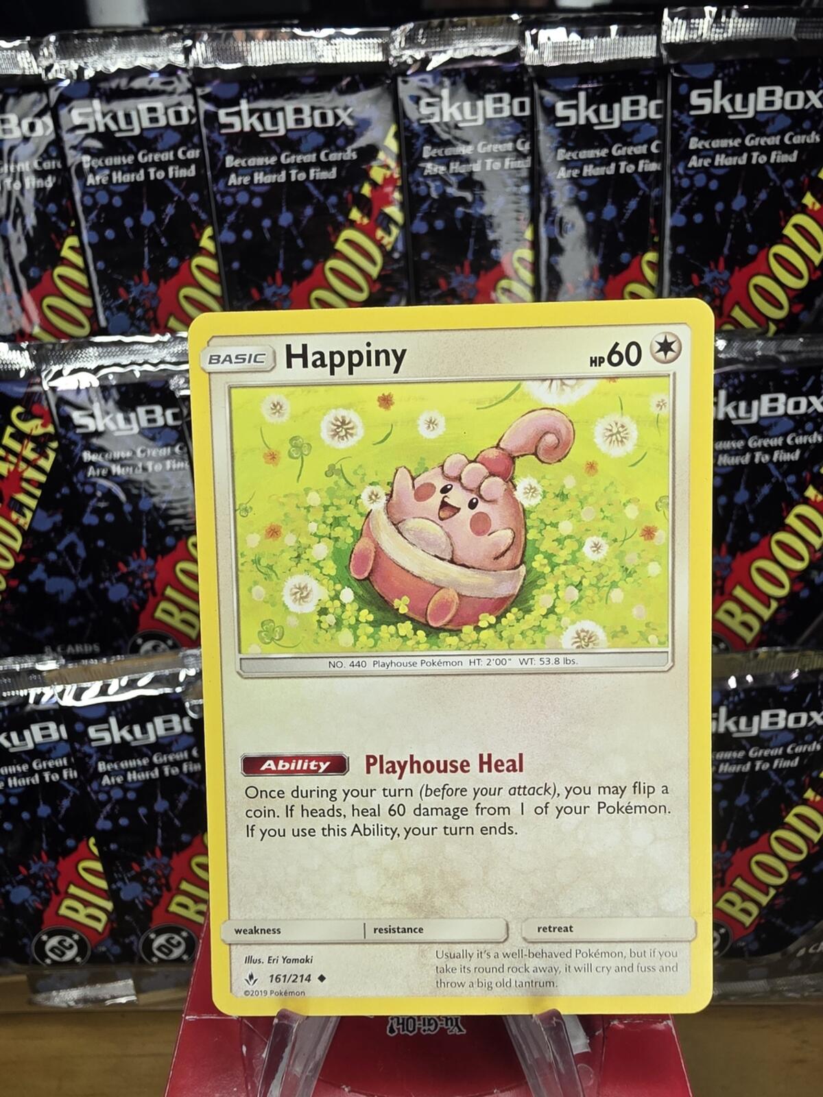 Pokemon Happiny Trading Card - Yellow & Pink