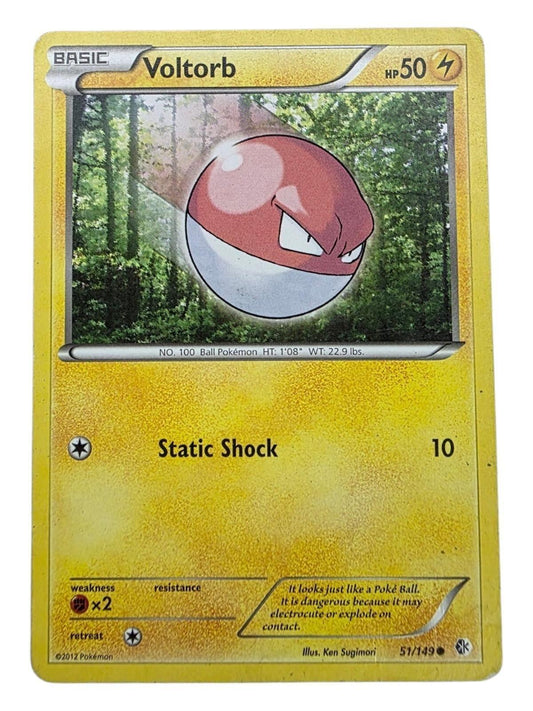 Voltorb Pokemon trading card featuring the Static Shock attack and 50 HP.