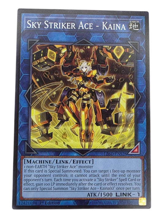 Yu-Gi-Oh! card Sky Striker Ace - Kaina, Super Rare 1st Edition.
