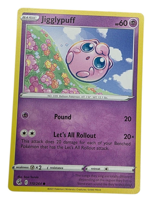 Jigglypuff 110/264 Pokémon trading card from SWSH Fusion Strike set.