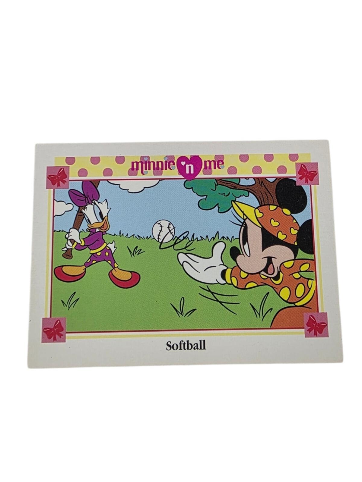 1991 Disney Minnie 'n Me Pink Yellow Green Softball Trading Card