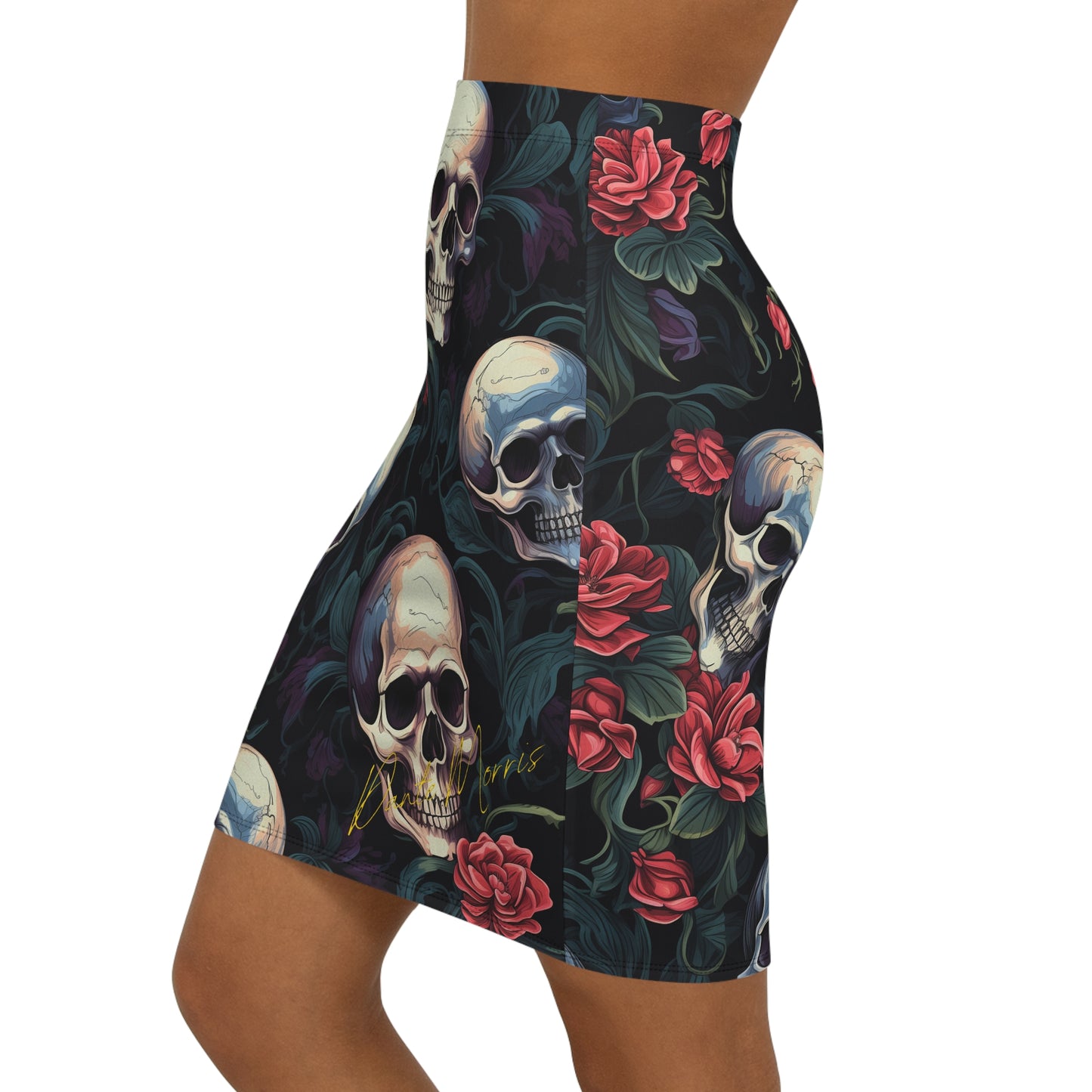 "Black Garden" Women's Mid-Waist Pencil