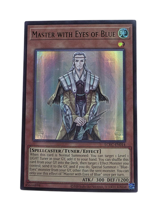 Master with Eyes of Blue Ultra Rare Yu-Gi-Oh! card with holographic foil.