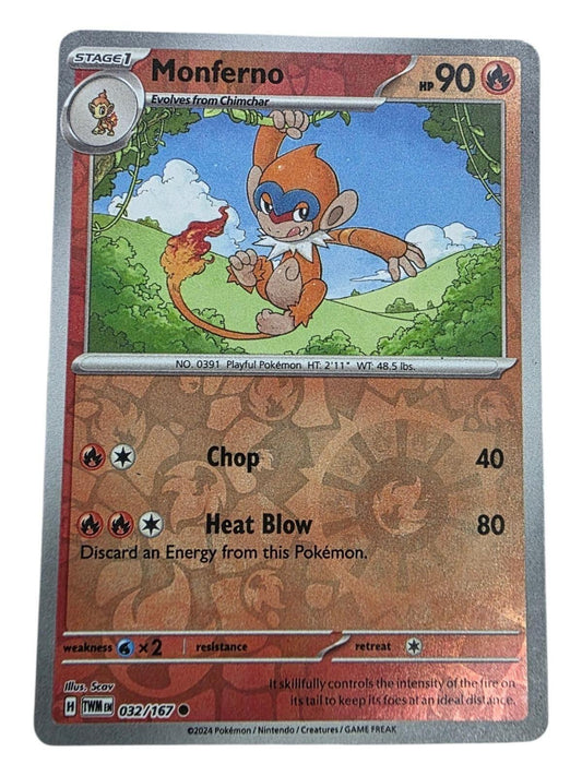 Monferno 032/167 Twilight Masquerade Pokémon card.